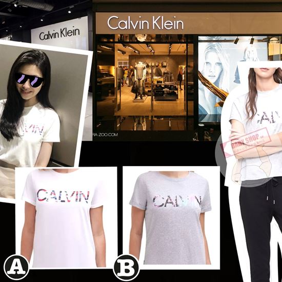 圖片 *貨品已截單* A P4U 8底: Calvin Klein 女裝純色Logo短袖