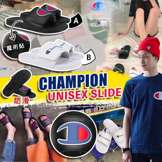 圖片 Champion 大Logo拖鞋 黑色 US8