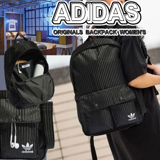 圖片 *貨品已截單*A P4U 9初：Adidas Original 女裝條紋款背包(黑色)